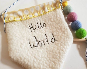 Mini Banner "Hello World" New Baby Gift