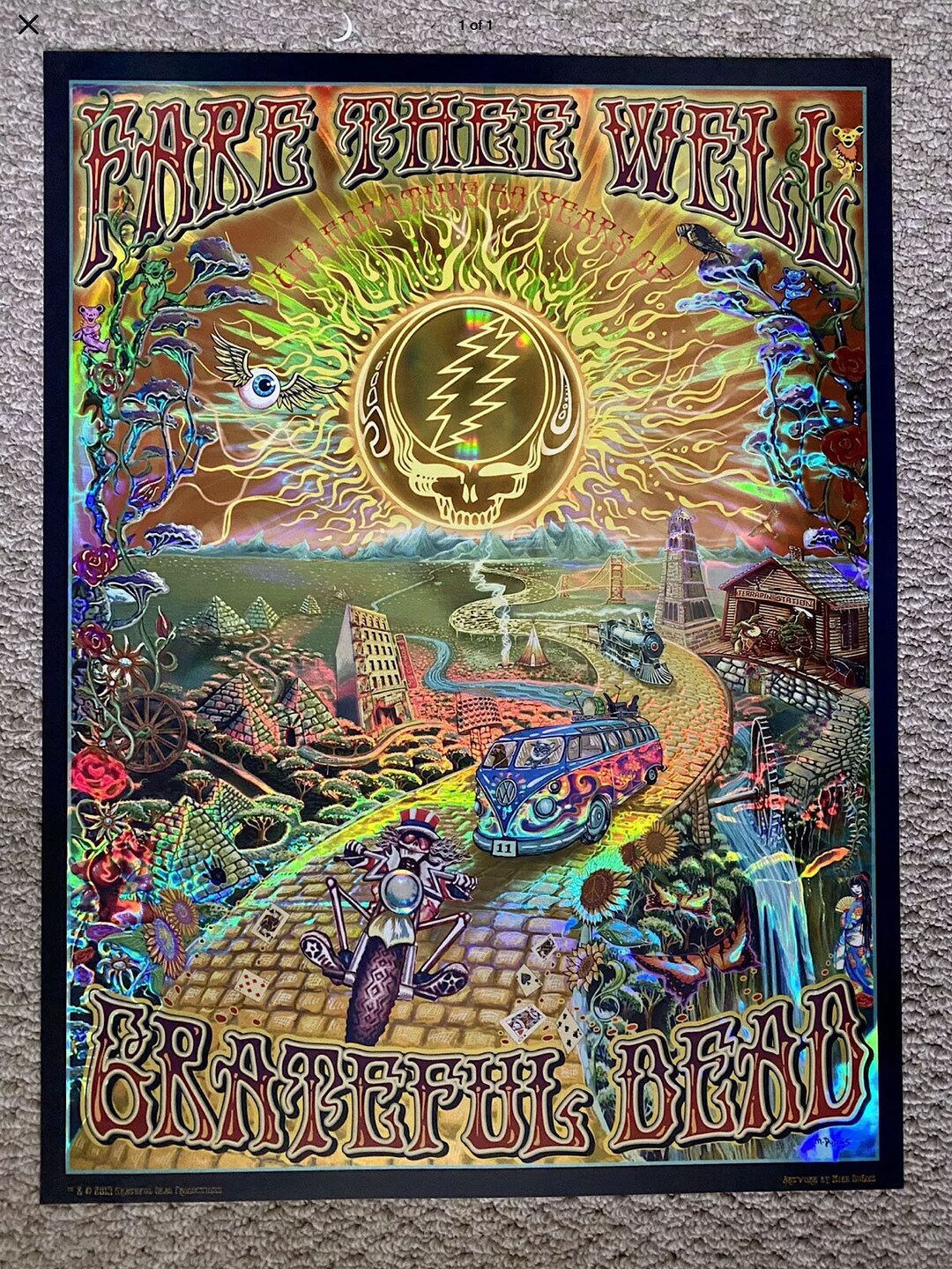 Grateful Dead Fare Thee Well Original Holographic Foil Concert Poster