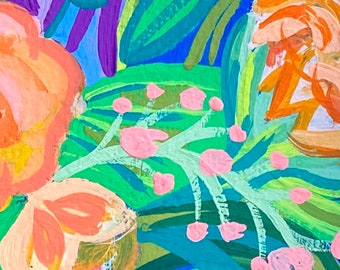 Incorniciato originale dipinto a mano floreale #2