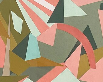 Collage geometrico incorniciato originale