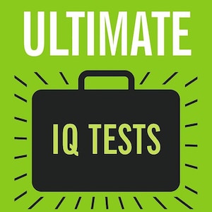 以下が含まれることがあります： 緑色の本の表紙に、白い文字で「ULTIMATE IQ TESTS」というタイトルが書かれている。表紙には、黒いブリーフケースに黄色い文字で「IQ TESTS」と書かれている。この本は第3版で、フィリップ・カーターとケン・ラッセルによって書かれたものである。