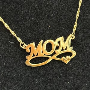 14K Authentic Solid Yellow Gold Personalized Custom Name Necklace, Mom Necklace, Personalized Mom Necklace with Kids Names, Mother&#39;s Day