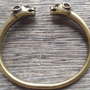 Handmade Brass Wolf Head Viking Bracelet