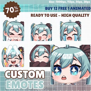 Emotes animées personnalisées Chibi Twitch : style anime VTuber