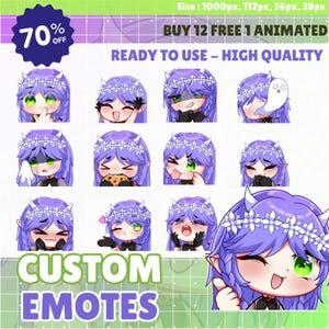 Custom Chibi Emotes Creation for VTuber Streamers, Custom Chibi Emotes, VTuber Streamers, Emote Design, Twitch Emotes, Emote, Anime Emote