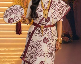 Original - Conjunto de novia Shaash en blanco y burdeos