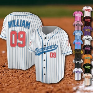 Custom Team Name Number Baseball Jersey Pinstripe, Personalized Team Uniform, Matching Family Sports Outfit, Jersey Gift for Baseball Fans