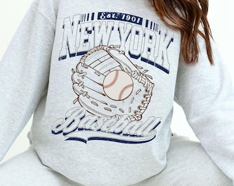 New York Baseball Sweatshirt, Vintage New York Baseball 90s Style Shirt, New York Game Day Tee, Throwback New York Shirt, Baseball Mom Tee