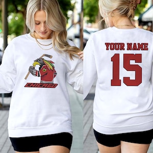 Embroidered Chicago Hockey Sweatshirt, Hockey Team Shirt, Chicago NHL Shirt, Gameday Sweatshirt, Retro Chicago Hockey Fan Embroidered Shirt