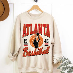 Atlanta Basketball Graphic Shirts, Retro 90s Basketball Sweatshirt, Atlanta Fans Tee Gifts, Basketball Game Day Sweatshirt, Atlanta Team