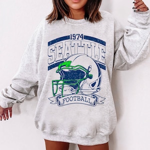 Seattle voetbalsweater in retrostijl uit de jaren 90, shirt wedstrijddag, voetbalshirt Seattle team, Sunday Seattle, Seattle Football