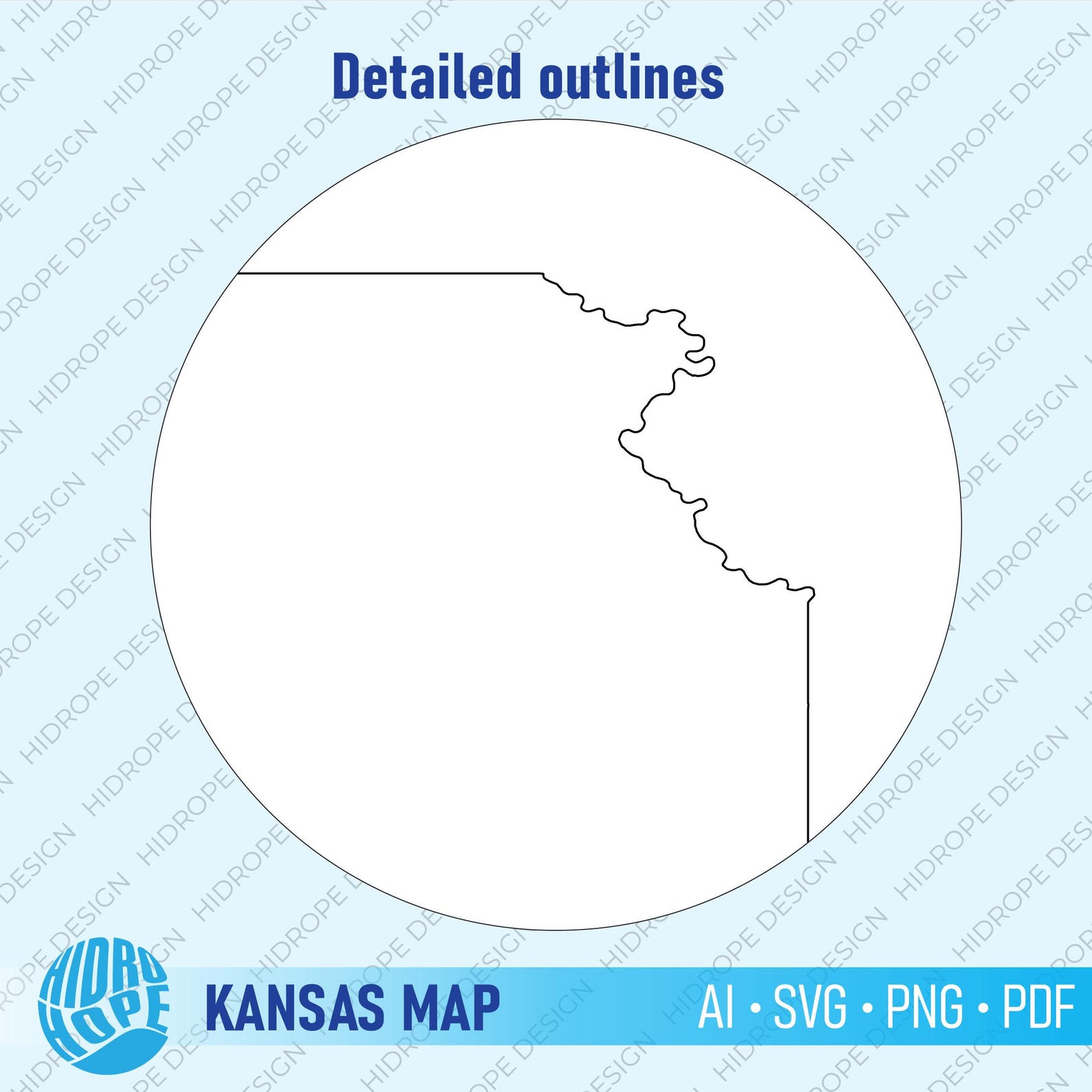 Kansas State Map High Quality Detailed Outline Vector Simple | Ai Svg ...