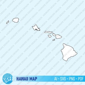 Carte de l'état d'Hawaï simple vecteur de contour détaillé de haute qualité | ai svg png pdf