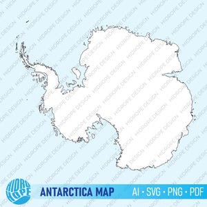 Antarctica continent map high quality detailed outline vector simple | ai svg png pdf
