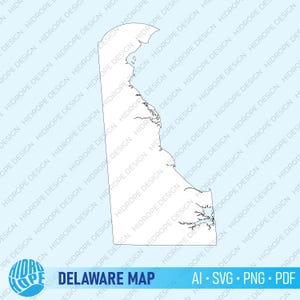 Carte de l'état du Delaware haute qualité contour détaillé vecteur simple | ai svg png pdf