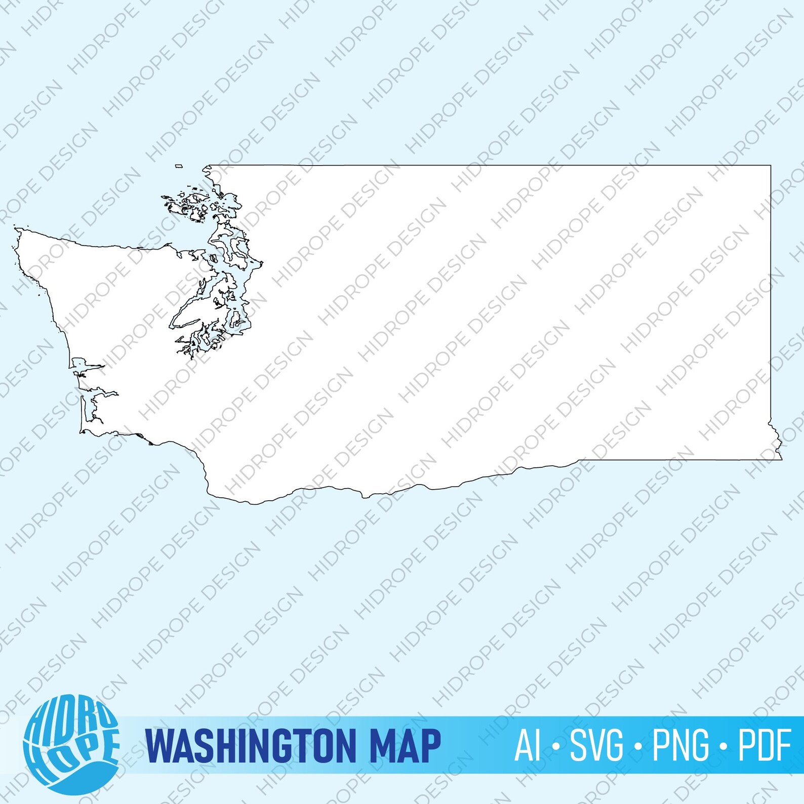 Washington State Map High Quality Detailed Outline Vector Simple | Ai ...
