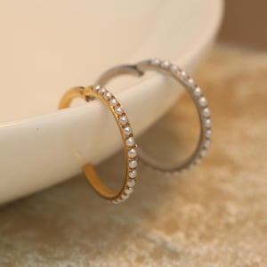 16G Pearls 316L Surgical Steel Ring Septum Conch Helix Cartilage Nose Ring Nostril Hoop Conch Ring Helix Piercing Jewelry Hoop Earring