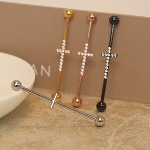 14G Industrial Bar Industrial Piercing Jewelry Industrial Barbell Surgical Steel With CZ Cartilage Earring Body Piercing Jewelry 38mm