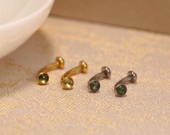 18G 16G G23 Titanium Eyebrow Piercing Jewelry Curved Barbell Water grass Agate Cartilage Earring Labret Stud Belly Rings Opal Bridge Jewelry