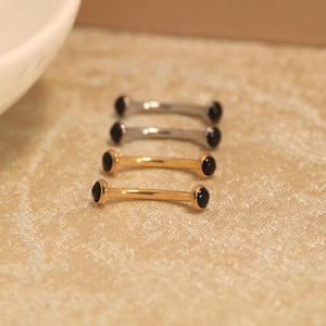 18G 16G G23 Titan Guld Svart Agat Platta Ögonbrynspiercingsmycken Böjd Skivstång Labret Örhänge Brosk Örhänge Bryggsmycken Kroppssmycken