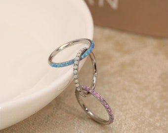 16G Opal 316L Surgical Steel Ring Septum Conch Helix Cartilage Nose Ring Nostril Hoop Conch Ring Helix Piercing Jewelry Hoop Earring