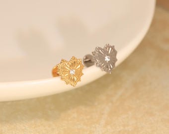 G23 Titanium Goud CZ Hart Labret Stud met Interne Schroefdraad Lippiercing Sieraden Monroe Medusa Philtrum Bodypiercing Sieraden