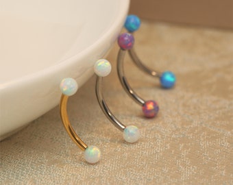 16G G23 Titanium Eyebrow Piercing Jewelry Curved Barbell Belly Button Ring Cartilage Earring Labret Stud Belly Rings Opal Bridge Jewelry
