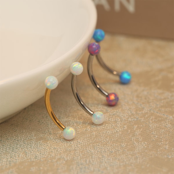 16G G23 Titan Ögonbrynspiercing Smycken Böjd Skivstång Navelring Brosk Örhänge Labret Stud Magringar Opal Bryggsmycken