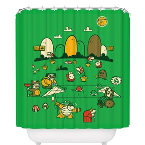 Nintendo Bathroom Decor Mario World Character Curtain Mario Etsy