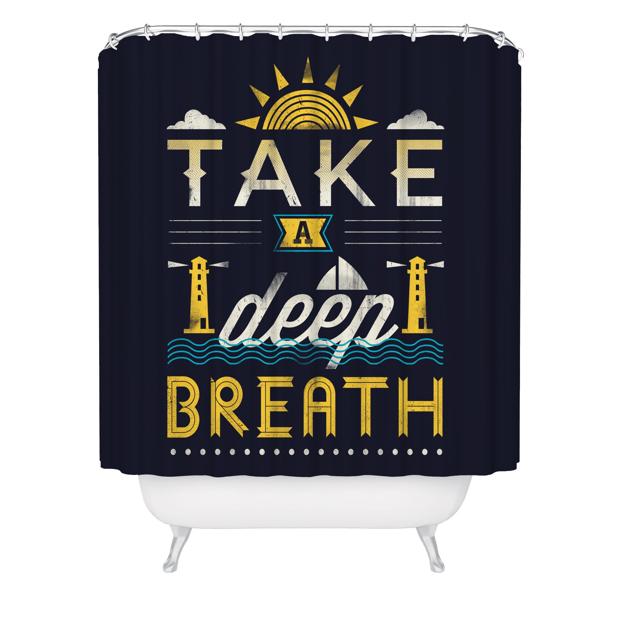Lighthouse Ocean Shower Curtain Take A Deep Breath Shower Etsy