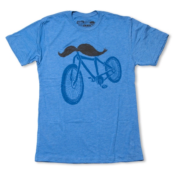 Items similar to Mens Handlebar Mustache Bike Tshirt, Funny Mustache T