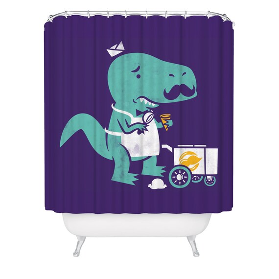 Dinosaur Shower Curtain 71 X 74 Kids Bathroom Decor T Rex Image 0