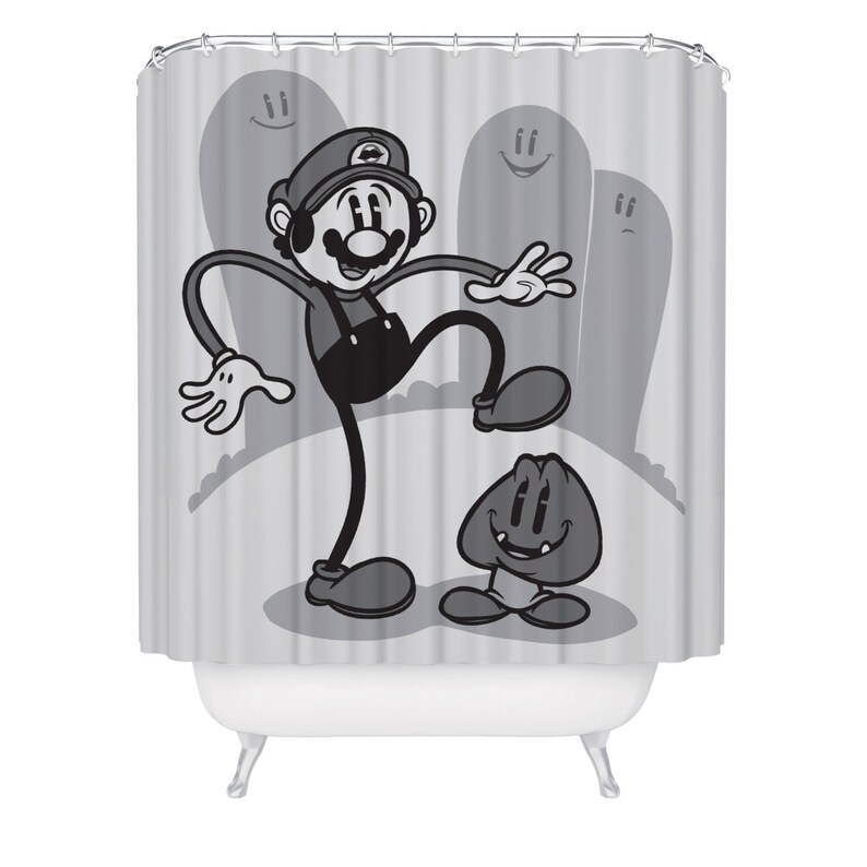 Mario Shower Curtain 71 X 74 Nintendo Bathroom Decor World Character Retro Gamers 90 S Bathtub