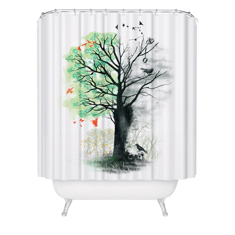 Unusual Shower Curtain Tree Bathroom Decor Tree Life Death Etsy