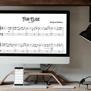 Für Elise Piano Sheet Music by Beethoven - PDF, MP3 & MIDI Files, Self Learning Guide Included (Easy Ver.)
