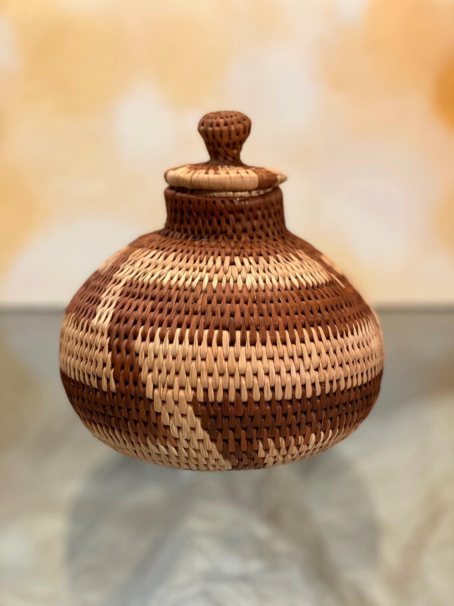 Vintage Round Reed Basket From Botswana - Etsy