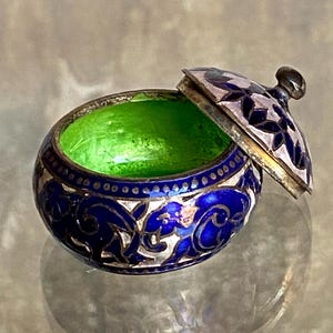 Small Cloisonné Silver and Enamel Elephant Pot from India