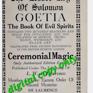 The Lesser Key of Solomon | Goetia: The Book of Evil Spirits | 1916 | Occult Esoteric Grimoires | Demonology Ritual Magic | PDF format
