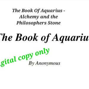 The Book of Aquarius: Alchemy & Philosopher’s Stone (PDF)