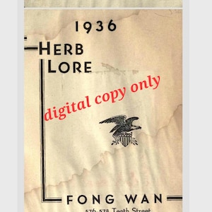 Herb Lore | 1936 | Fong Wan Herb Co. | Vintage Chinese Herbal Medicine Guide | Rare Historical Book | Traditional Remedies | Holistic Heal