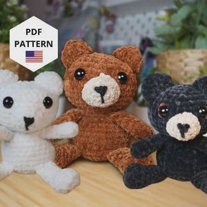 Brown bear black bear polar bear crochet PDF PATTERN amigurumi plush