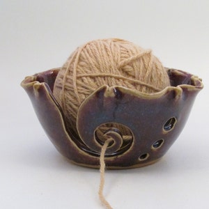 Wheel Thrown Yarn Bowl, Large Yarn bowl, Yarn Keeper, Pottery Yarn Bowl, Knitting Bowl, Stoneware Yarn Bowl, Crochet bowl, Yarn Holder,YB14 image 1