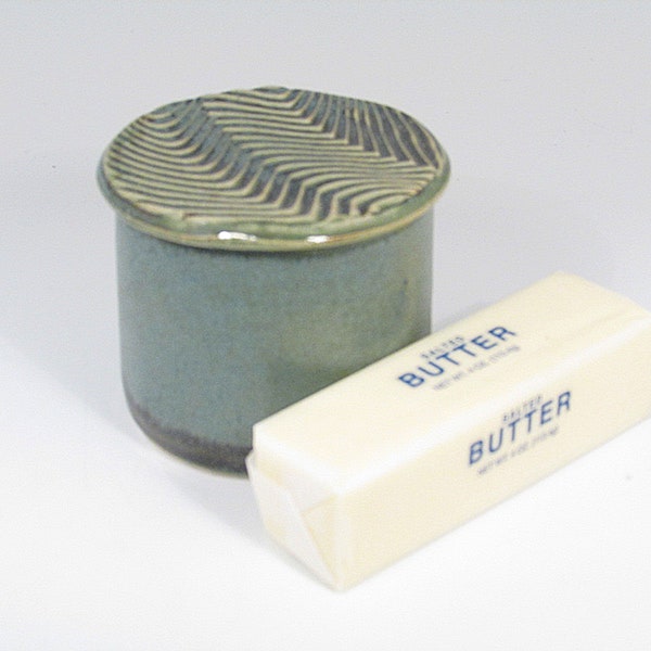 French Butter Crock, Ceramic Butter Crock, Green, Lidded Butter Dish, Stoneware Butter Crock, French Butter Dish, Pottery Butter Crock, BC2