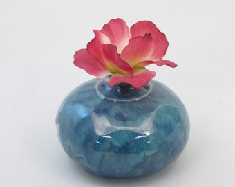 Hand Crafted Vase, Ceramic Vase, Bud Vase, Pottery Vase, Blue Flower Vase, Wheel Thrown Vase, Stoneware Vase, V5