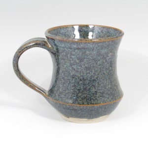 Hand-Crafted Speckled Blue Ceramic Coffee Mug, Wheel Thrown Stoneware Pottery,  M015