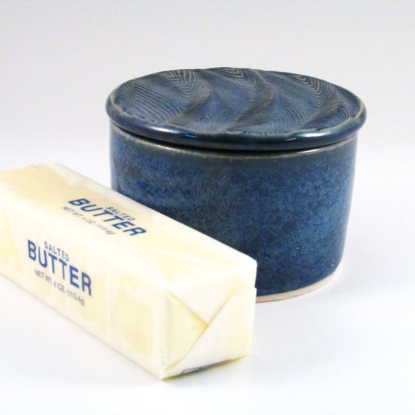 Stoneware Butter Crock, French Butter Crock, Blue, Ceramic Butter Crock, Lidded Butter Dish, French Butter Dish, Pottery Butter Crock, BC8