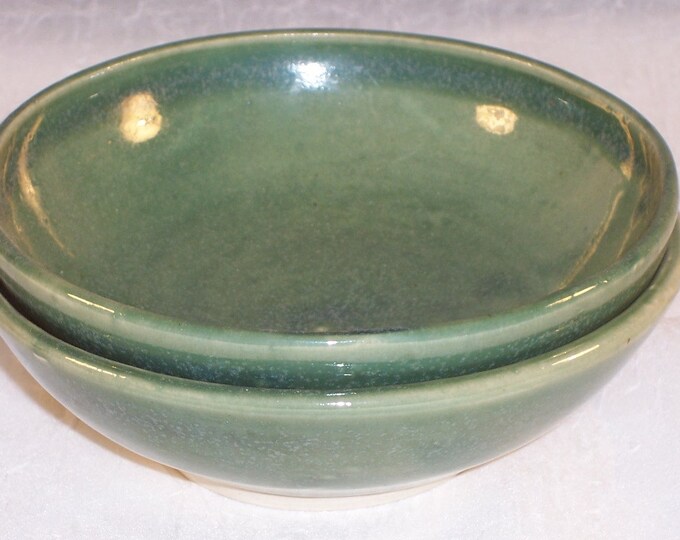 Ceramic Bowls Green Dessert Dishes Wheel Thrown Stoneware Etsy