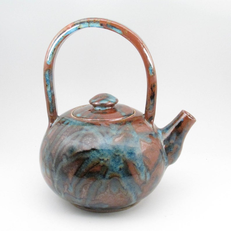 Hand Thrown Teapot, Artisan Teapot, High Fired Teapot, Stoneware Teapot, Pottery Teapot, Family Size, One Quart Teapot, Large Capacity, TP1 image 3