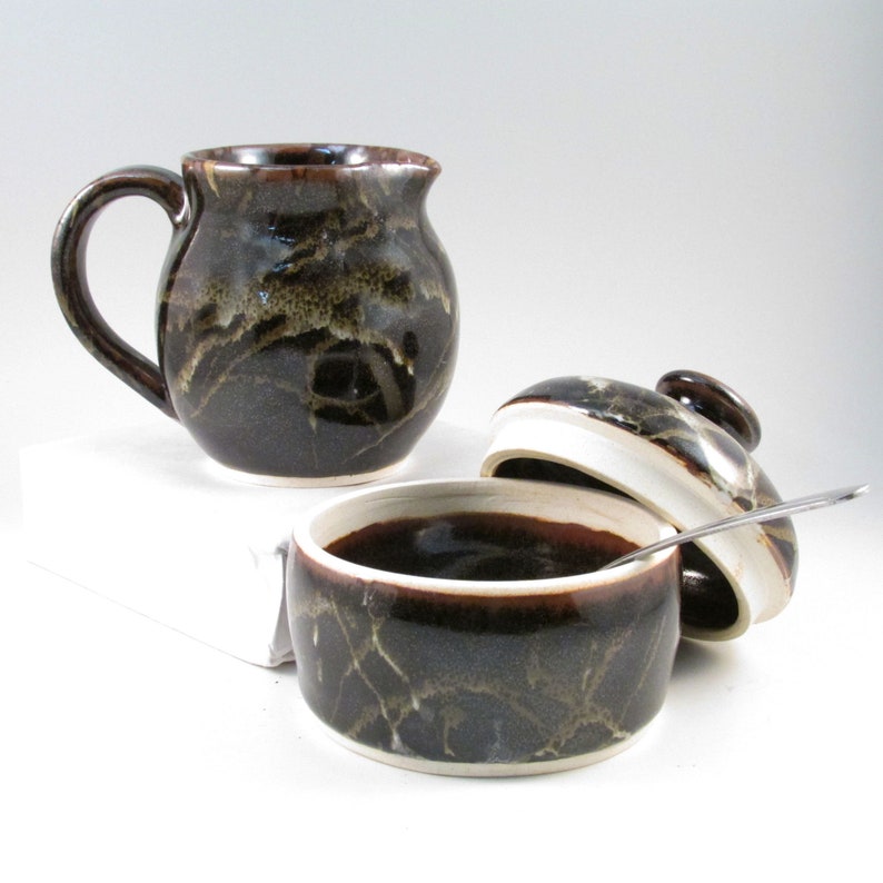 Cream and Sugar Set Cream Sugar Bowl Stoneware Creamer Etsy