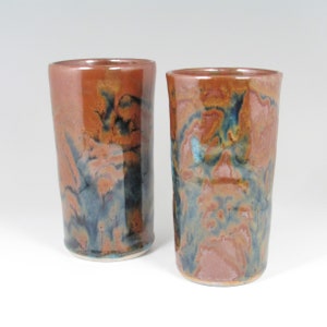 Wheel Thrown Stoneware Tumbler, High Fired Pottery Iced Tea Glasses, set of 2, TB6,7
